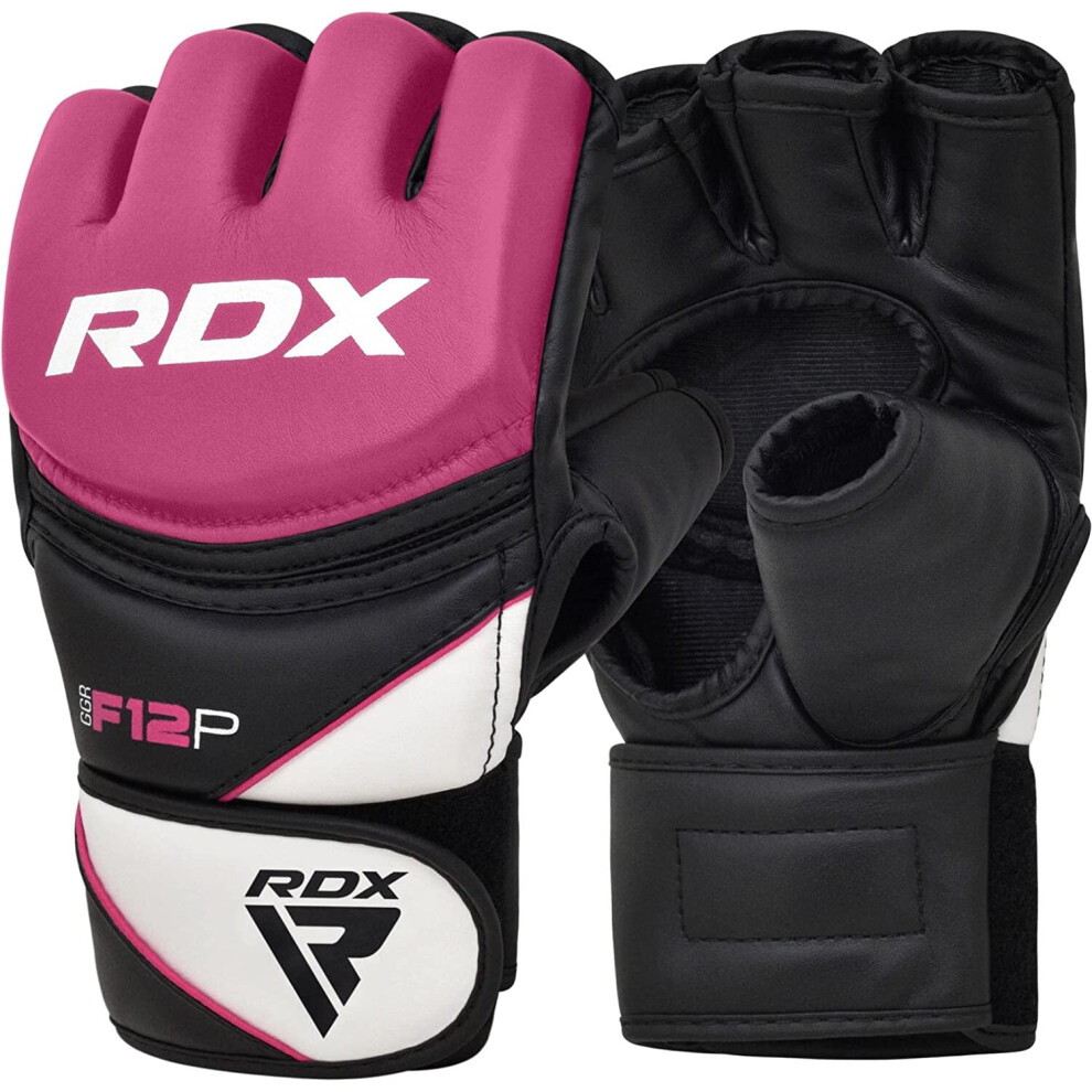 (Pink, Medium) RDX MMA Gloves Grappling Martial Arts Training