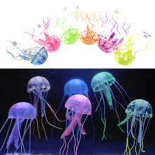 (Purple) 12Pcs Glowing Effect Artificial Aquarium Jellyfish Ornament Underwater Tank Jelly Fish