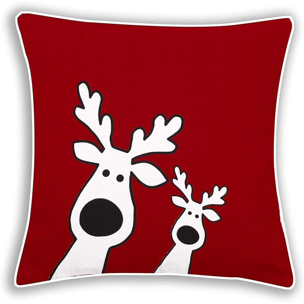 100% Cotton's Luxury XMAS Cushion Cover Name Reindeer Size 18"x18"