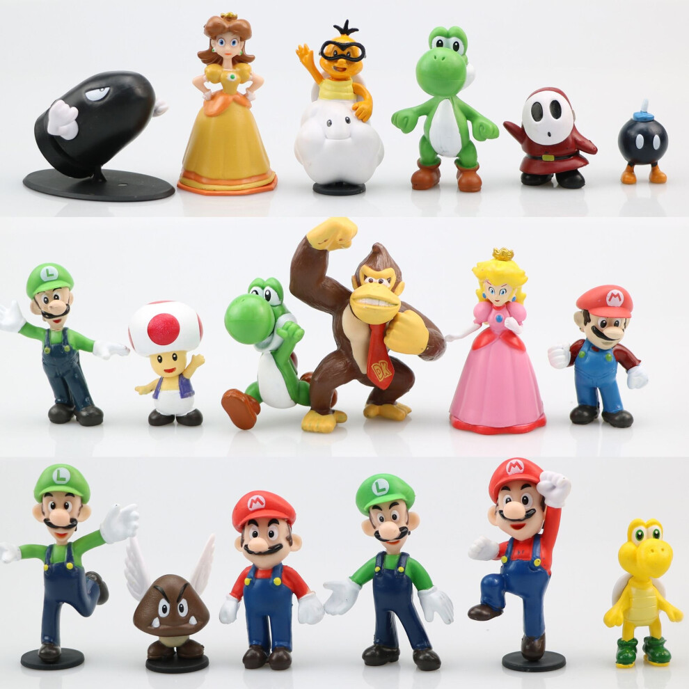 (18Pcs Set A) 6 Pieces/Set Of Super Mario Bros. Dolls Yoshi Princess Luigi Odyssey Donkey Children's Gift Peach