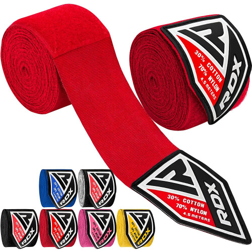 (Red) RDX Boxing Hand Wraps Inner Gloves Under Mitts