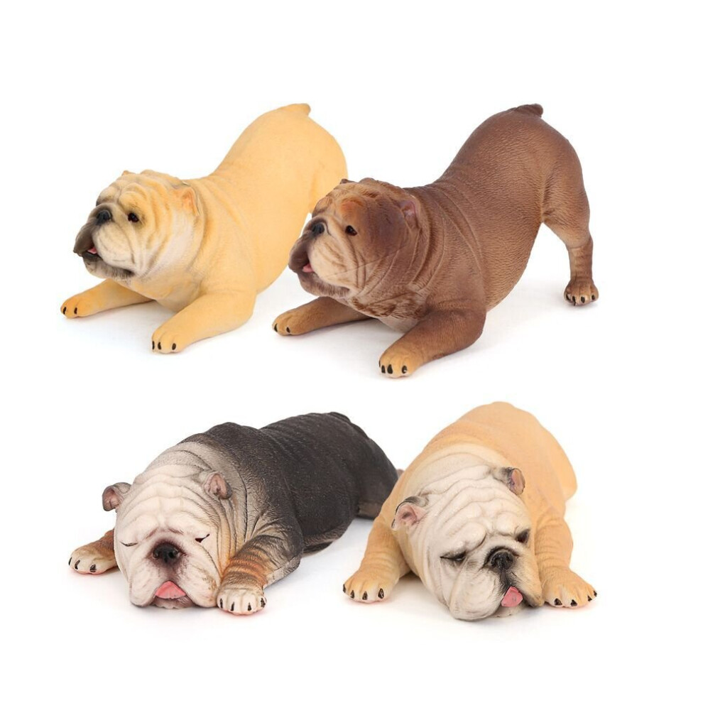 4PCS Simulation Bulldog Lying Posture Static Animal Early Education Model Toy Decoration Animal Model