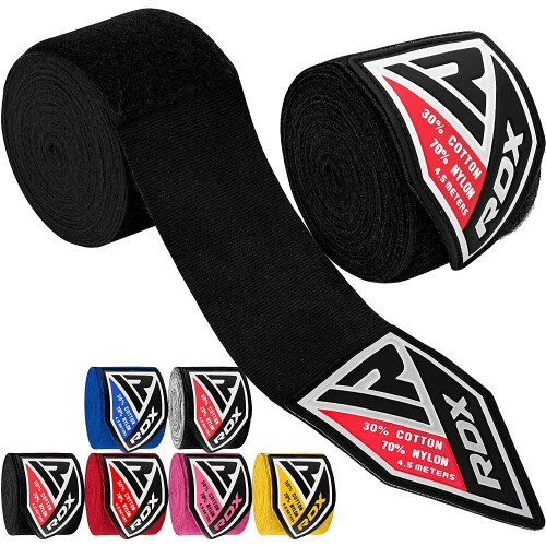 (Black) RDX Boxing Hand Wraps Inner Gloves Under Mitts