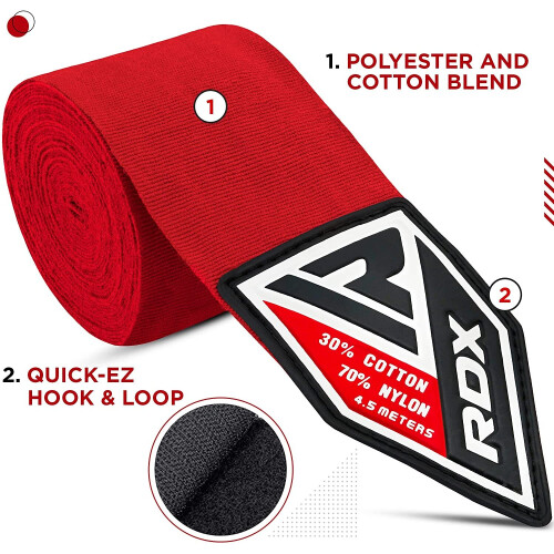 (Red) RDX Boxing Hand Wraps Inner Gloves Under Mitts 1