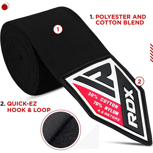 (Black) RDX Boxing Hand Wraps Inner Gloves Under Mitts 1
