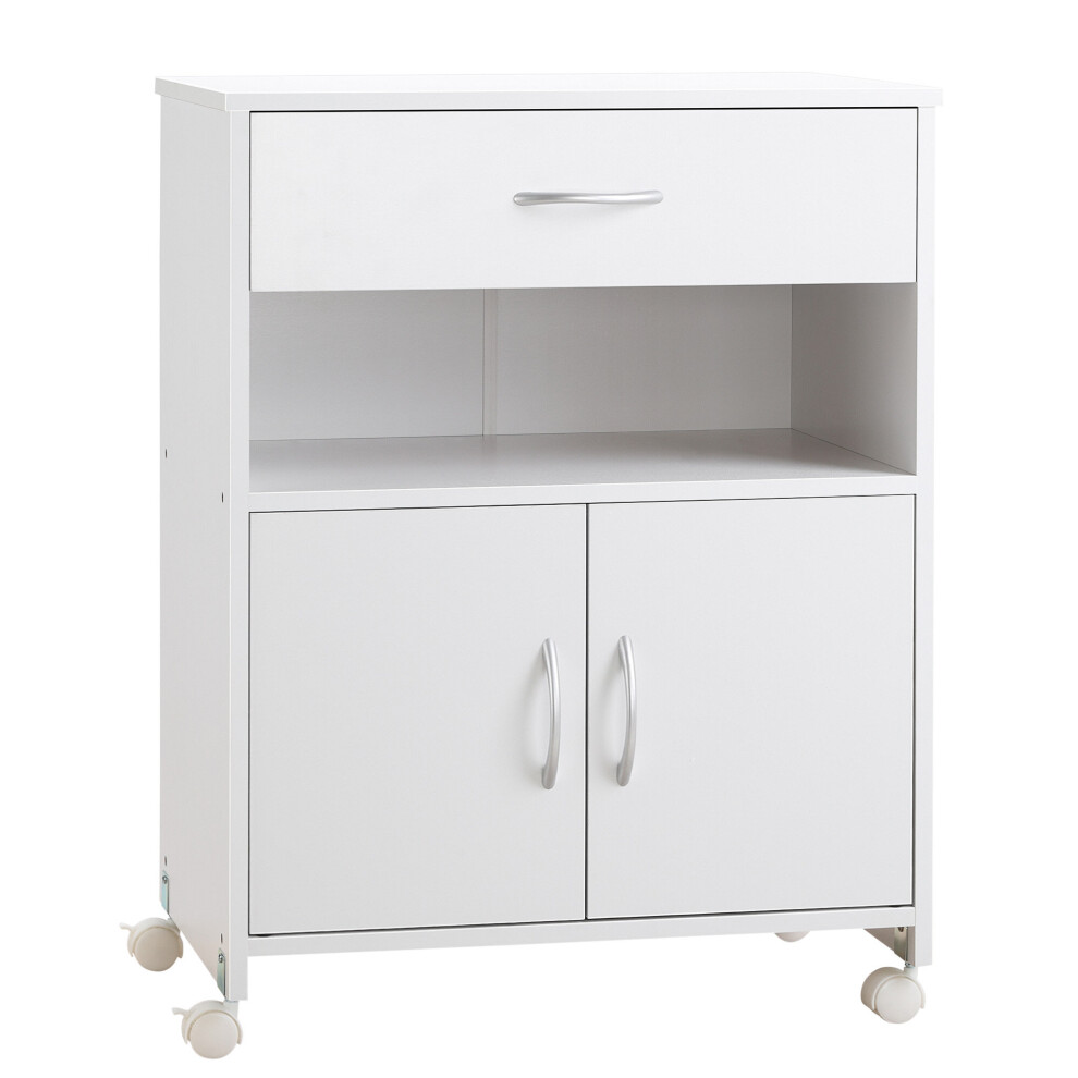 Vinsetto Mobile Printer Stand w/ Storage Shelf Universal Wheels White