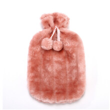 (Pink) Fluffy Cosy Faux Fur Hot Water Bottle with Cover Comfort Gift Luxury Present