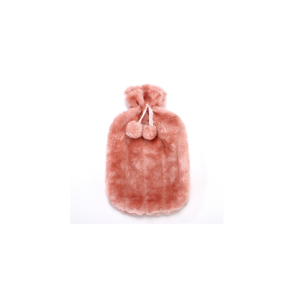 Pink (Pink) Fluffy Cosy Faux Fur Hot Water Bottle With Cover Comfort Gift Luxury Present