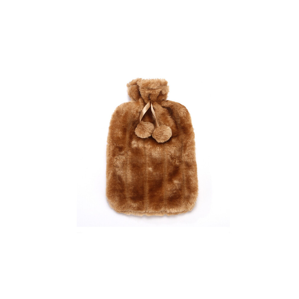 Yellow (Yellow) Fluffy Cosy Faux Fur Hot Water Bottle With Cover Comfort Gift Luxury Present