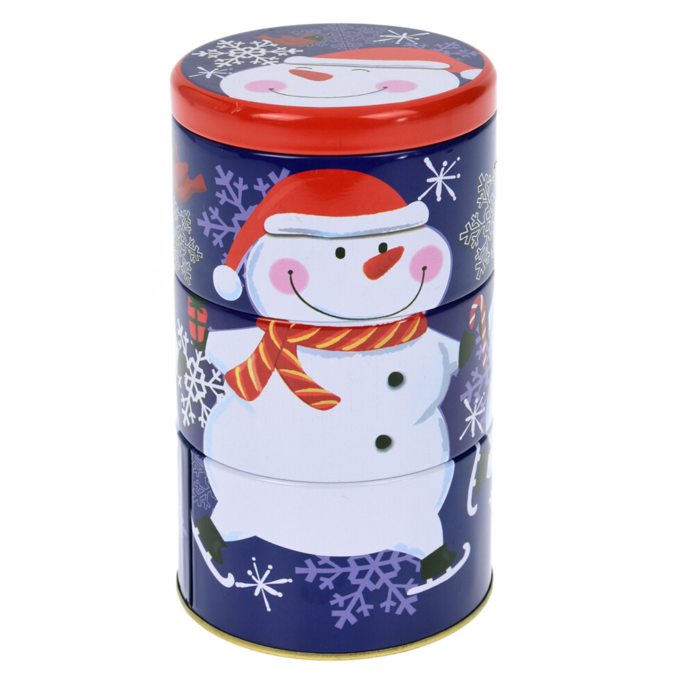 3pc Metal Christmas Themed Biscuit Sweet Treat Tin Cookie Airtight