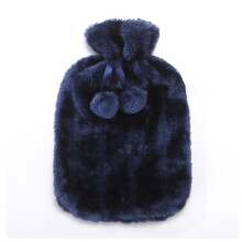(Blue) Fluffy Cosy Faux Fur Hot Water Bottle with Cover Comfort Gift Luxury Present