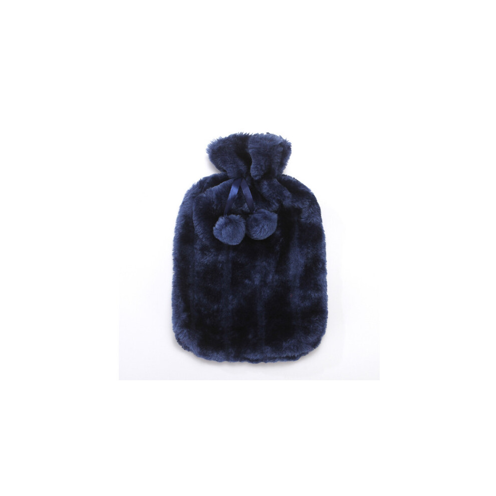 Blue (Blue) Fluffy Cosy Faux Fur Hot Water Bottle With Cover Comfort Gift Luxury Present