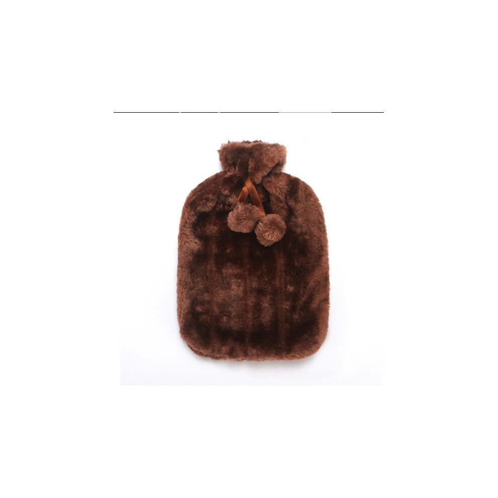 Brown (Brown) Fluffy Cosy Faux Fur Hot Water Bottle With Cover Comfort Gift Luxury Present
