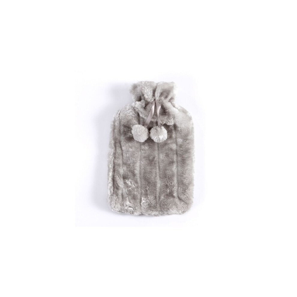 Light/Gray ( Gray) Fluffy Cosy Faux Fur Hot Water Bottle With Cover Comfort Gift Luxury Present