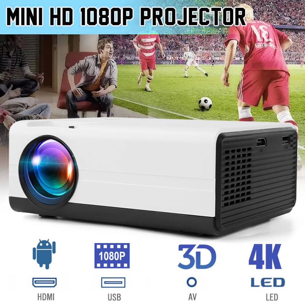 Hd 2200 Ansi Lumens 4K Mini Lcd Projector Led Home Movie Theater 7552103069932