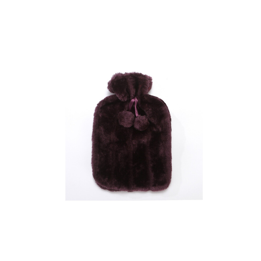 Purple (Purple) Fluffy Cosy Faux Fur Hot Water Bottle With Cover Comfort Gift Luxury Present