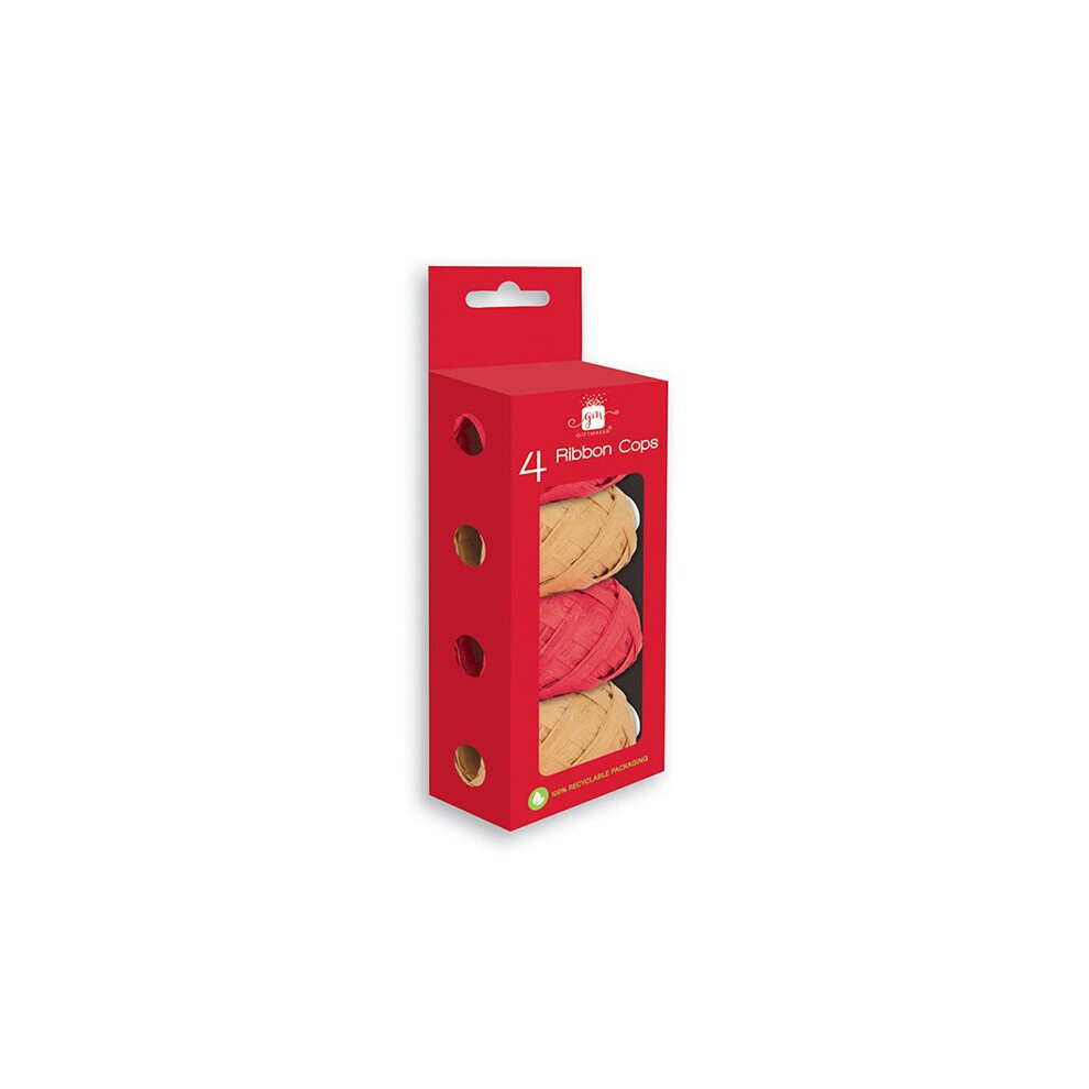 Anker 4 Christmas Ribbon Cops Kraft Recyclable Present Wrapping Eco Friendly Twine Red