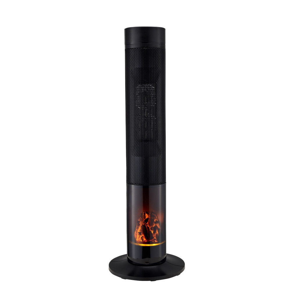 Tall Tower Fan Oscillating Heater with Fireplace Electric LED Remote