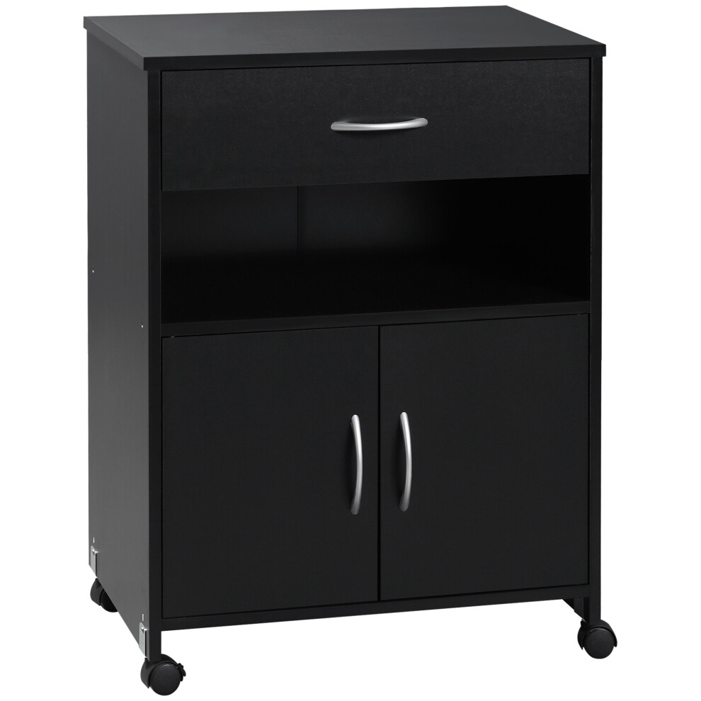 Vinsetto Mobile Printer Stand w/ Storage Shelf Universal Wheels Black
