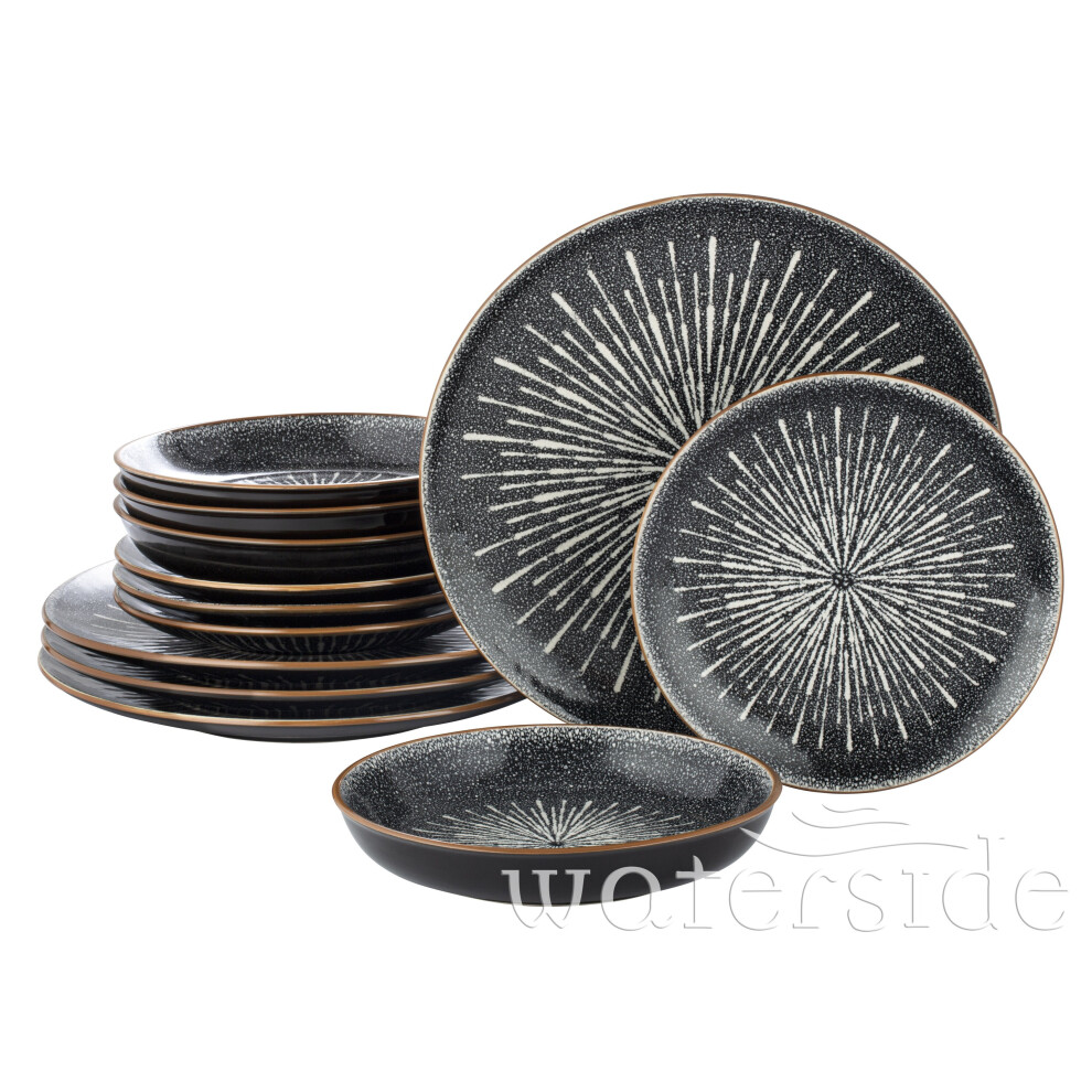 12pc Starburst Reactive Glaze Dinner Set