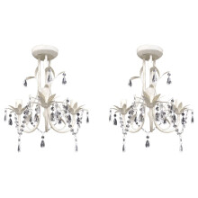 vidaXL 2x Crystal Pendant Ceiling Lamp Chandeliers Elegant White Indoor Lamp