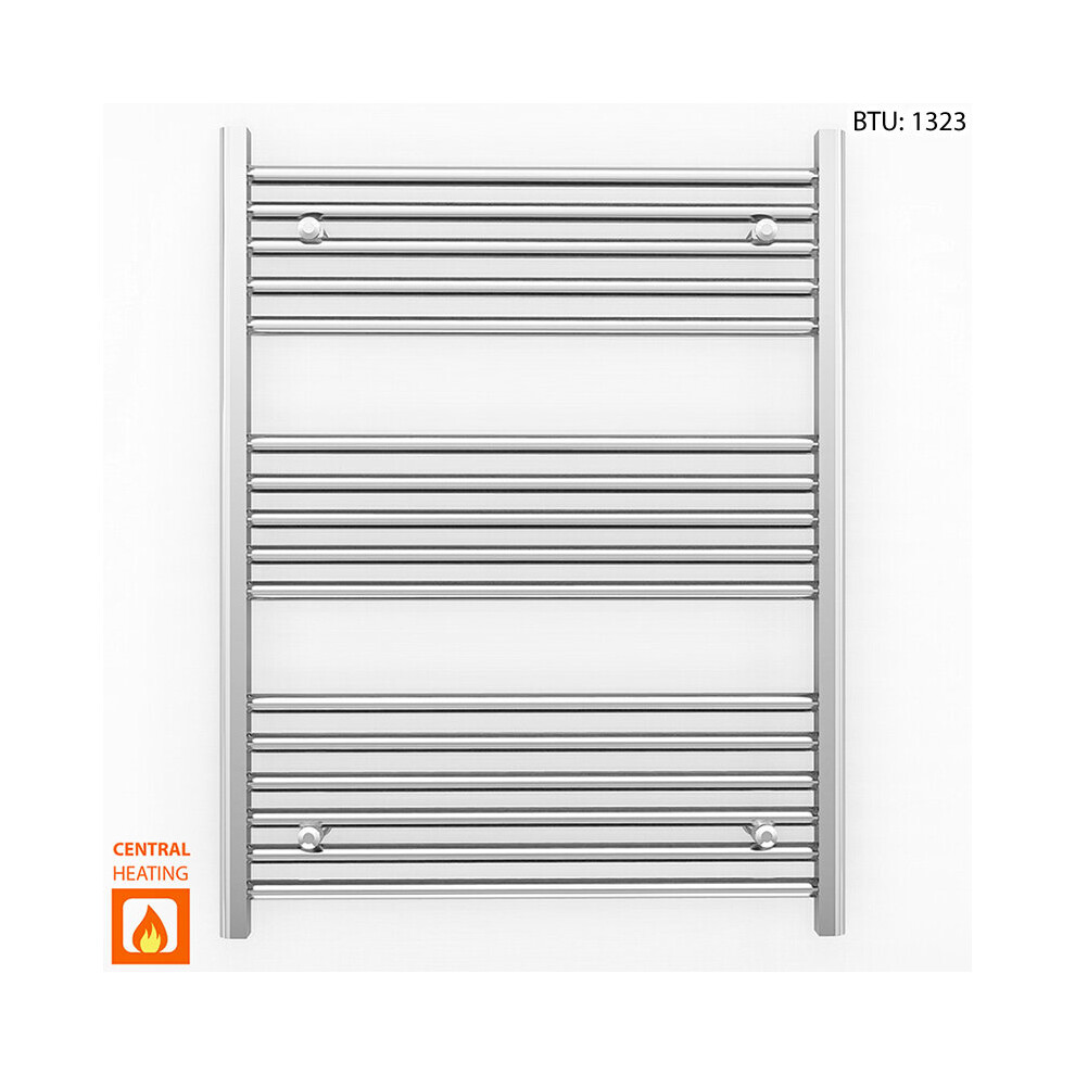 (Chrome Straight Valves, 800 x 900 (BTU:1323)) 800mm Wide Chrome Towel Rail Radiator With Valves