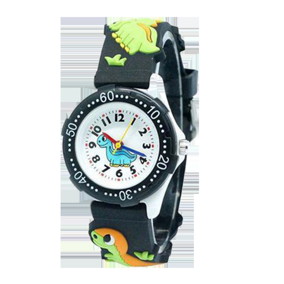 (Black) 3D Dinosaur Silicone Kids Quartz Watch