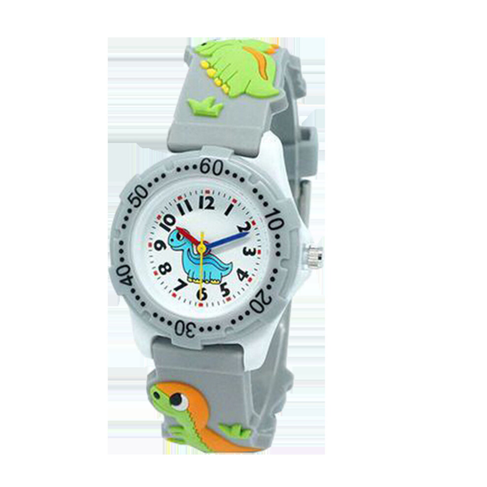 (Grey) 3D Dinosaur Silicone Kids Quartz Watch