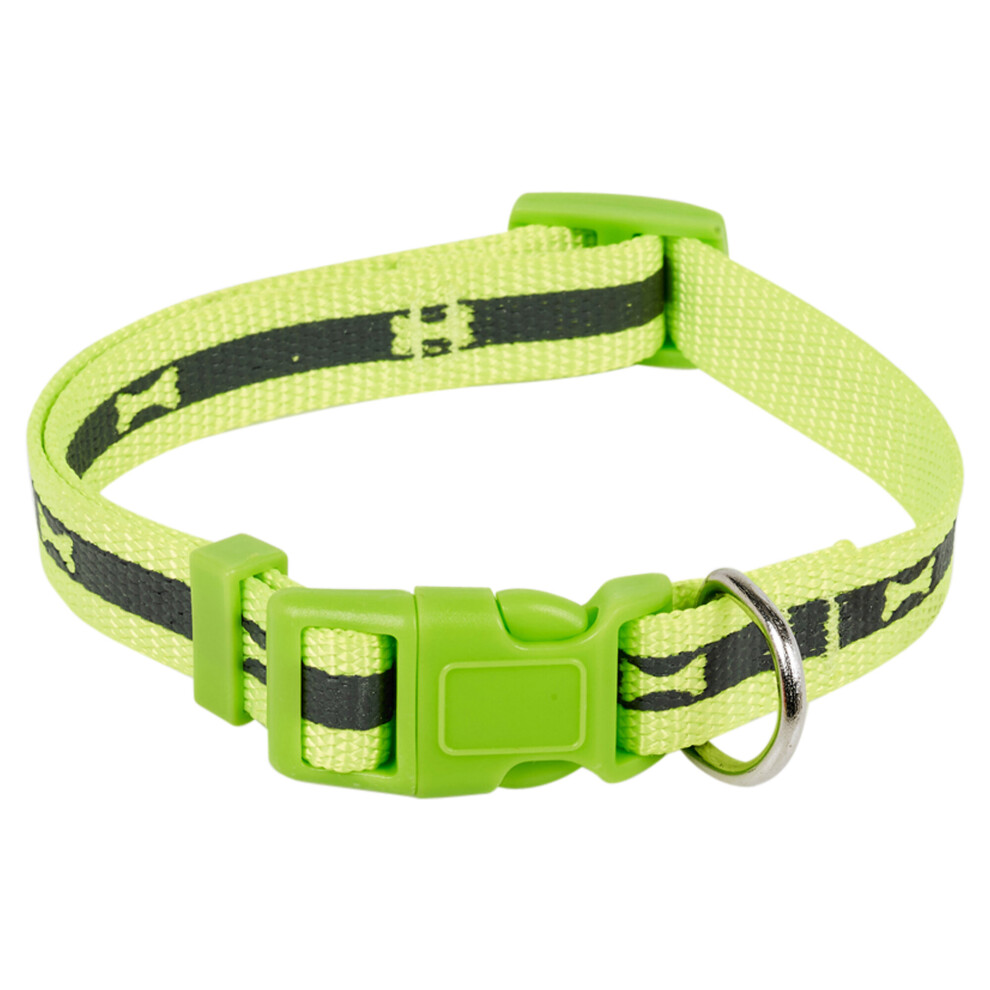 (Small, Yellow) 2 Size S/M Adjustable Bone Print Dog Puppy Collars