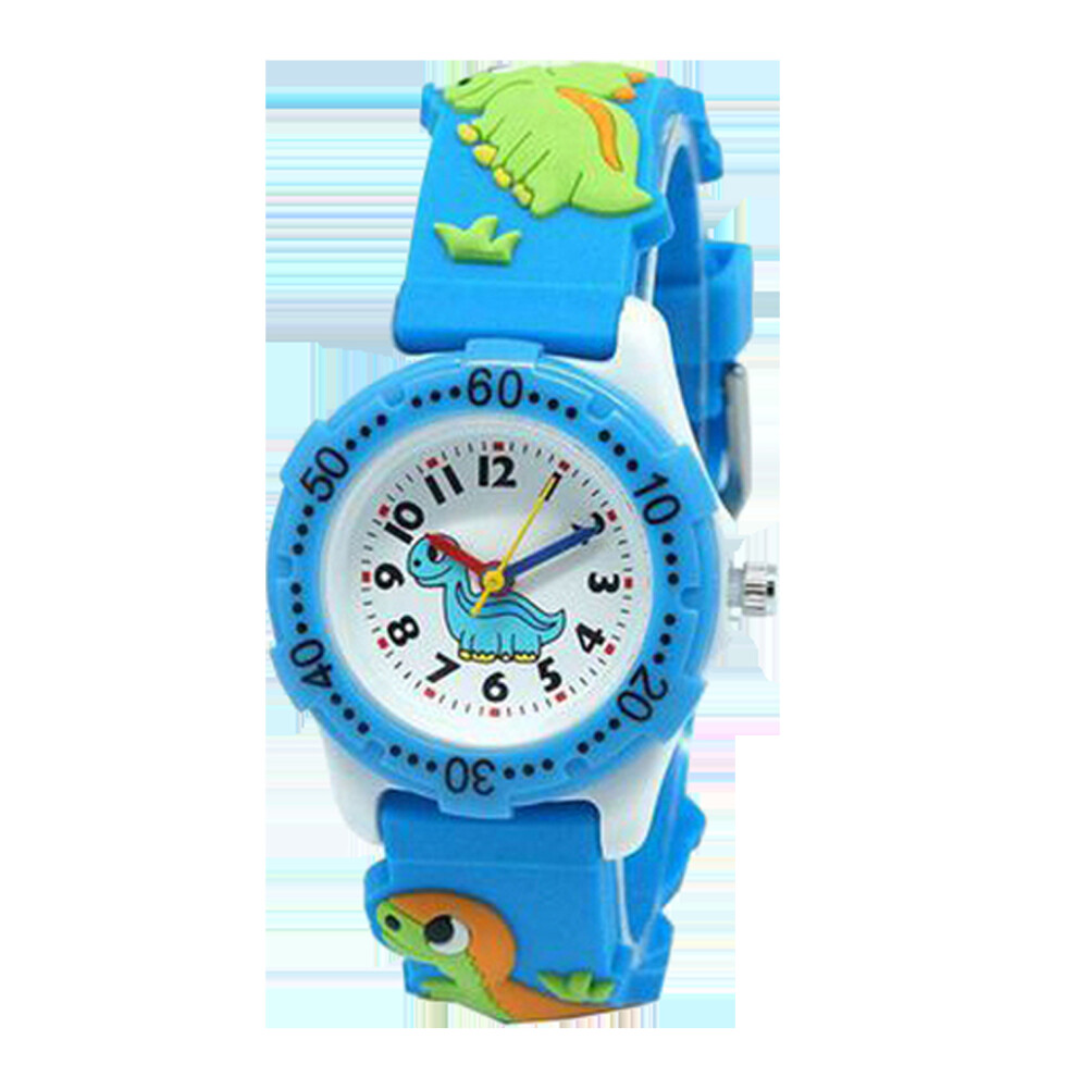 (Blue) 3D Dinosaur Silicone Kids Quartz Watch