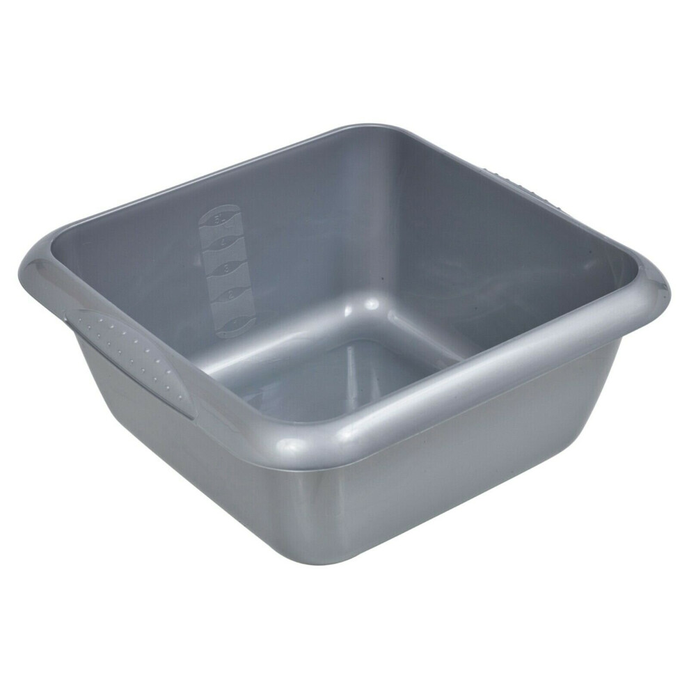 (Silver) 7L Square Washing Up Bowl Stackable Sink Plastic