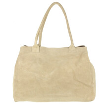 (Beige) Girly Handbags Expandable Italian Suede Leather Shoulder Bag
