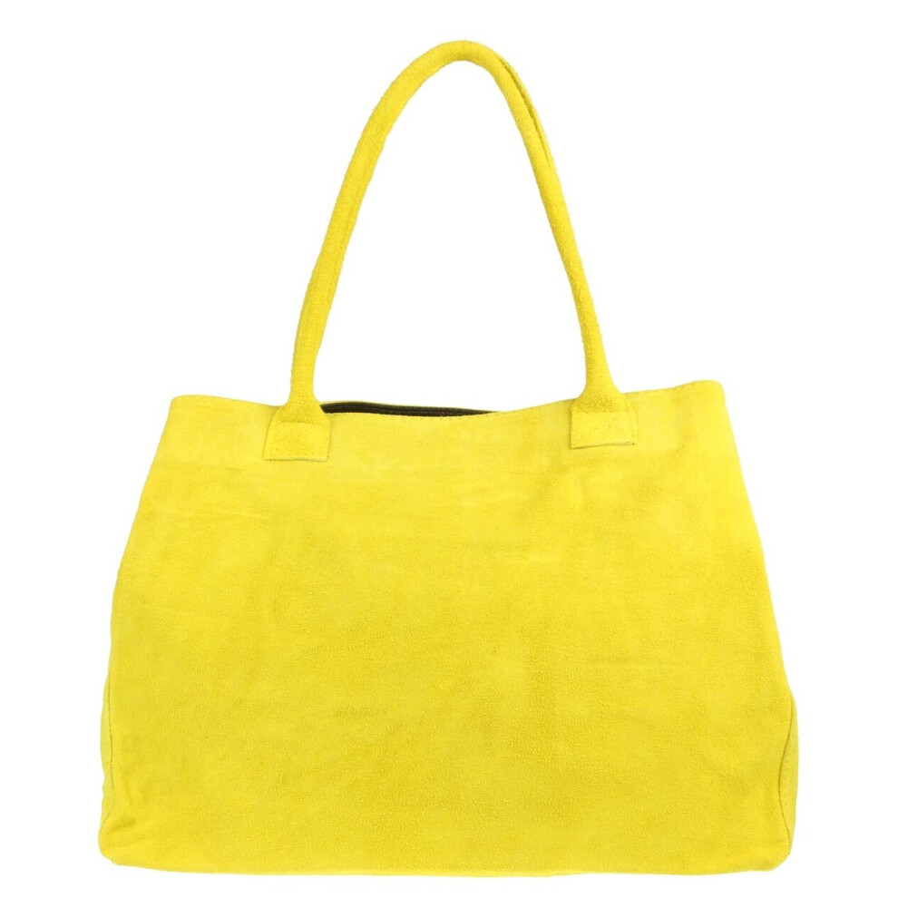 (Yellow) Girly Handbags Expandable Italian Suede Leather Shoulder Bag