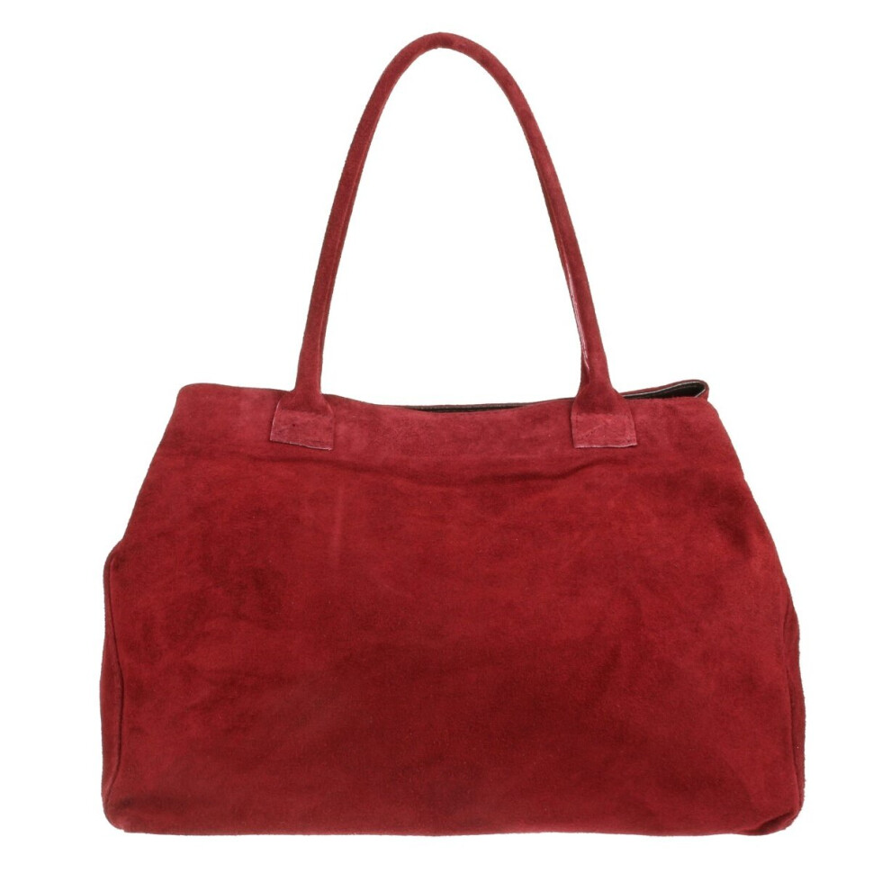 (Burgundy) Girly Handbags Expandable Italian Suede Leather Shoulder Bag