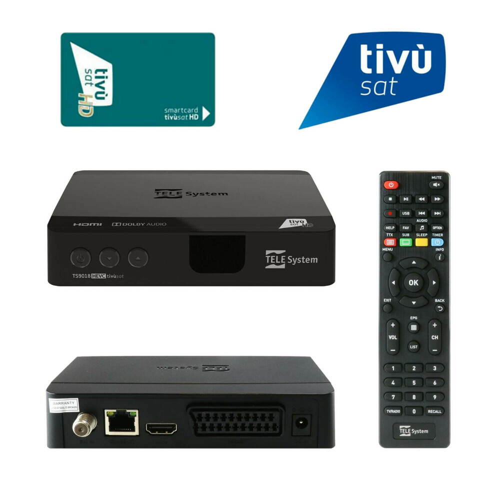 Telesystem Ts9018 Hd Dvb-S2 Sat Decoder & Activated Tivusat Hd Card
