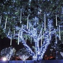 2 set 30cm 8 LED White Meteor Shower Christmas Tree Outdoor Decoration Light