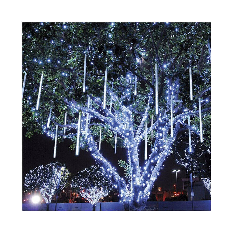 2 set 30cm 8 LED White Meteor Shower Christmas Tree Outdoor Decoration Light