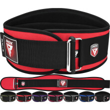 (Red, Small) RDX Weight Lifting Belt Curved Padded, Gym Belt