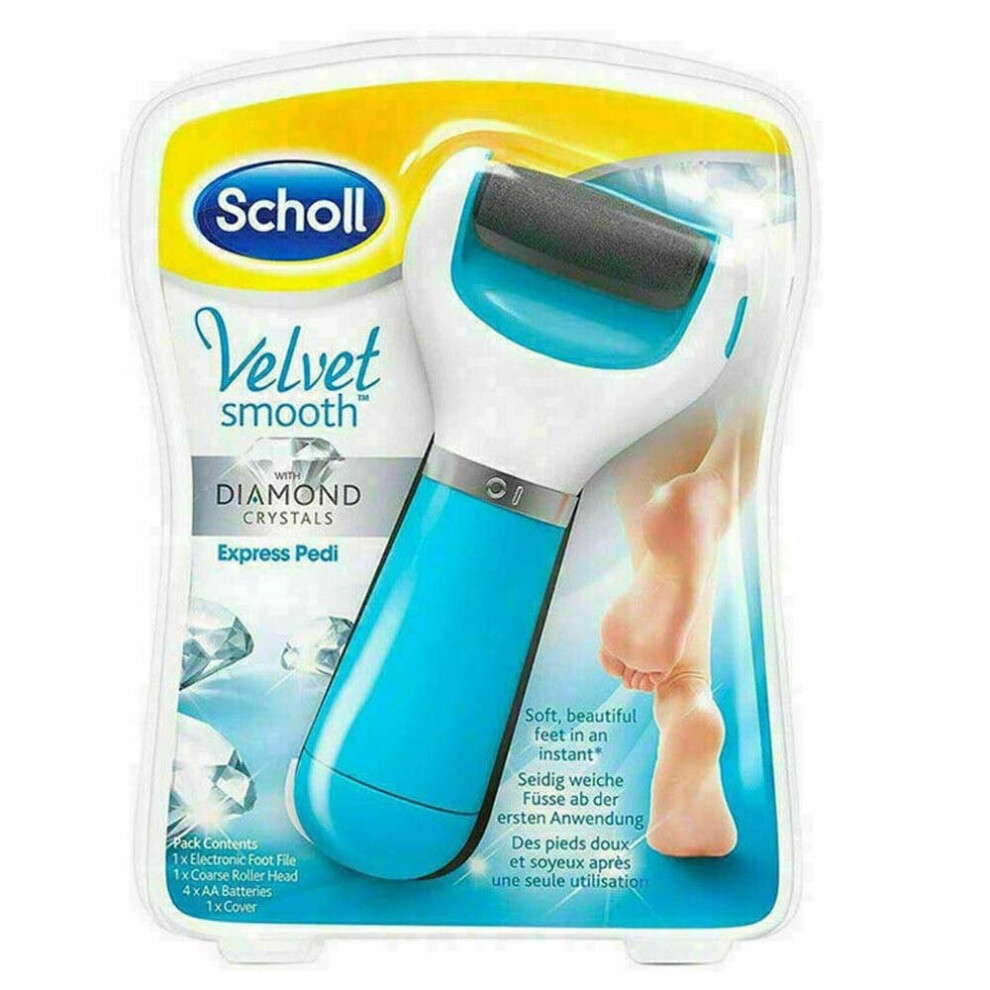 (Blue) Velvet Smooth Pedi Diamond crystals Electric Foot File Hard Skin Remover