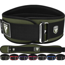 (Army Green, Large) RDX Weight Lifting Belt Curved Padded, Gym Belt