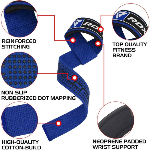 (Blue) RDX Weight Lifting Straps Bodybuilding Gym 2