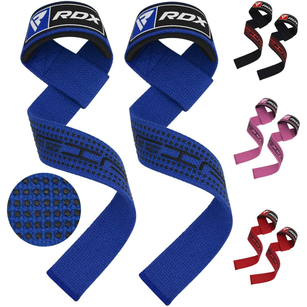 (Blue) RDX Weight Lifting Straps Bodybuilding Gym