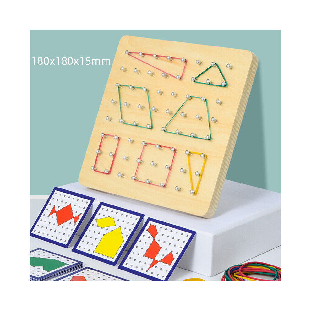 (A) Mathematics Nail Board Teaching Aids Children Creative Graphics Matching Early Education Toys children Educational Mathematics Wooden Nail Board