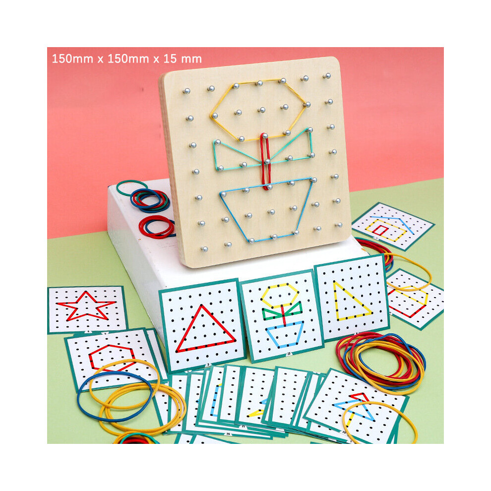 (B) Mathematics Nail Board Teaching Aids Children Creative Graphics Matching Early Education Toys children Educational Mathematics Wooden Nail Board