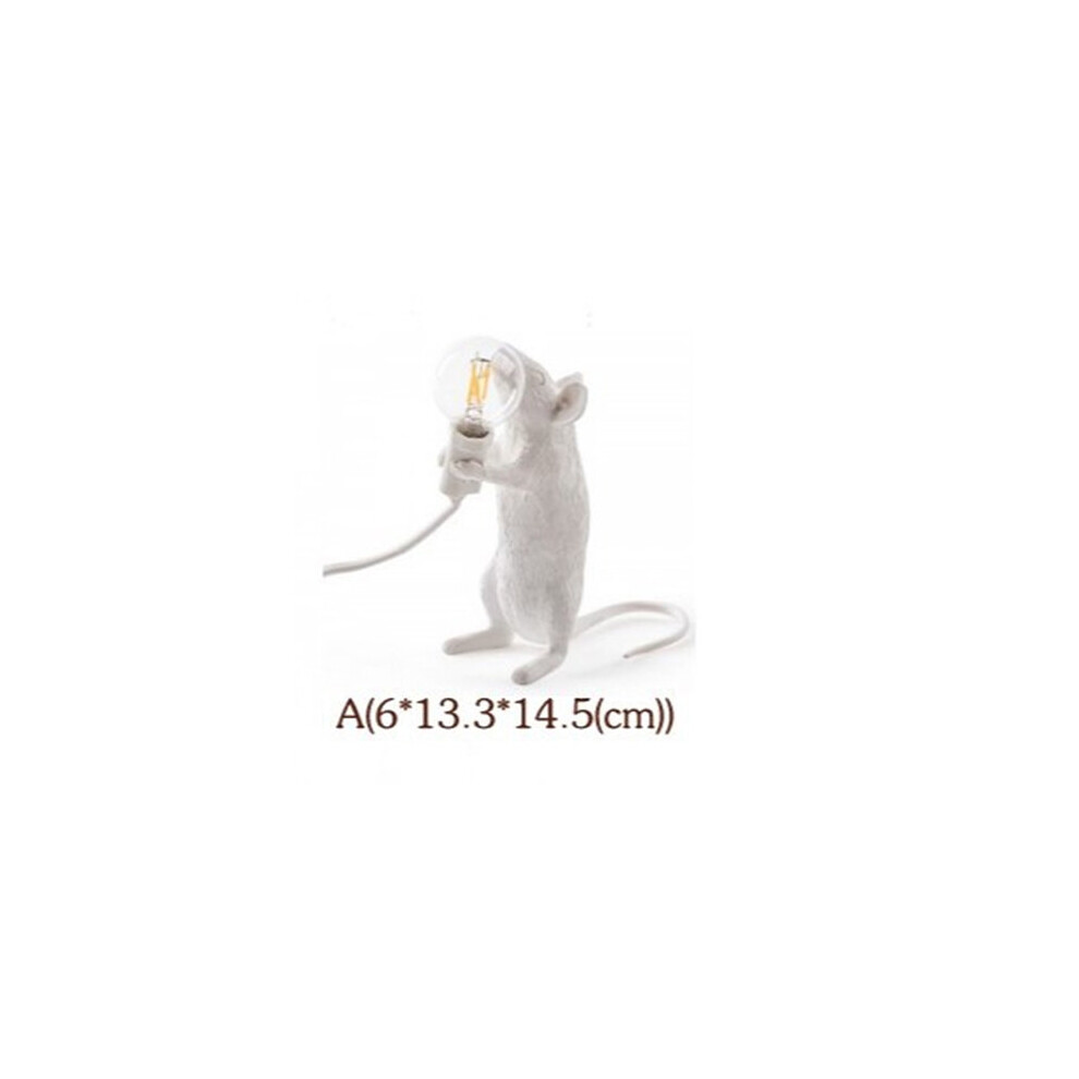 (White-1) Mouse lamps Resin Animal Rat Mouse Table lamp