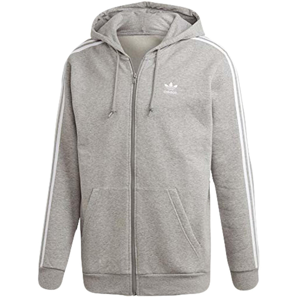(Grey, S) Adidas Originals Mens Hoodie Fleece Gym Sports Top 