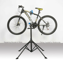 Adjustable Height Bike Repair Stand - Folding Mechanic Station with 360-Degree Rotation, Detachable Parts Tray & Secure Clamp