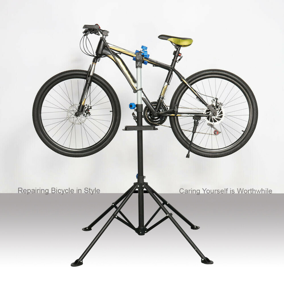 Janoon Adjustable Height Bike Repair Stand - Folding Mechanic Station With 360-Degree Rotation, Detachable Parts Tray & Secure Clamp