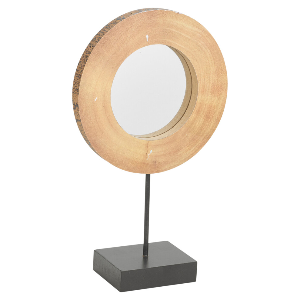 (Small) Table Freestanding Round Metal Base Vanity Mirror