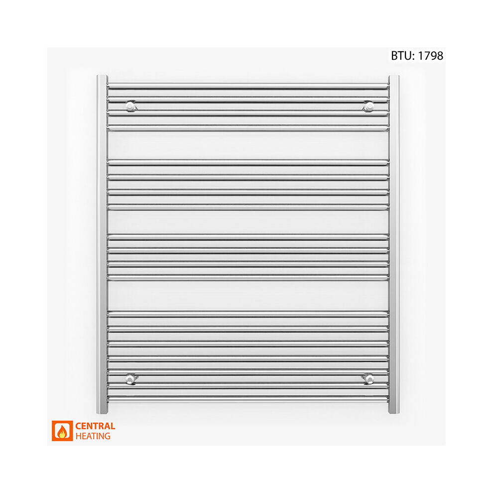 (1000 X 1000 (BTU: 1798), Chrome Angled Valves) 1000mm Wide Chrome Towel Rail Radiator With Valves